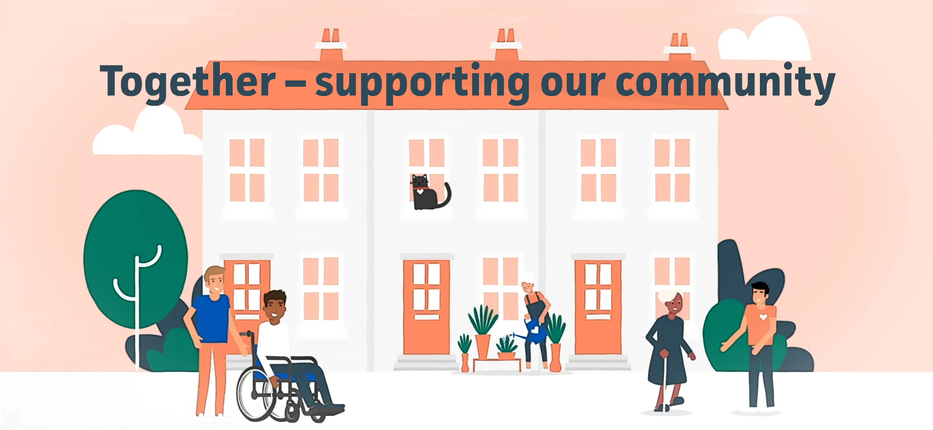 Graphic stating "Together - supporting our community"