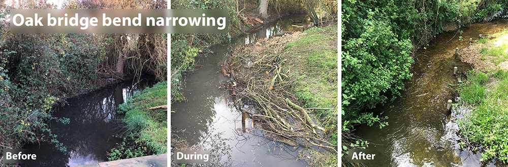 Photos of the work to narrow the river bend.